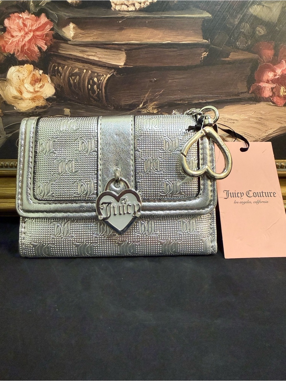 Juicy Couture Metallic Silver Heart Charm Wallet